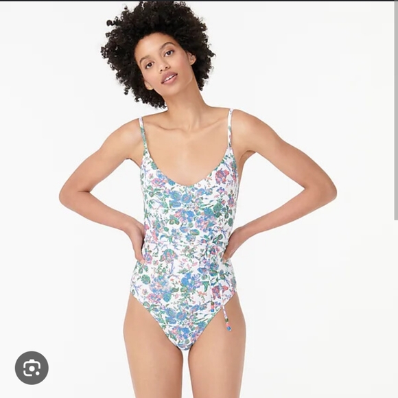 J Crew Eco rounded v-neck one-piece in English garden Item AX988 size 10 - Picture 1 of 11